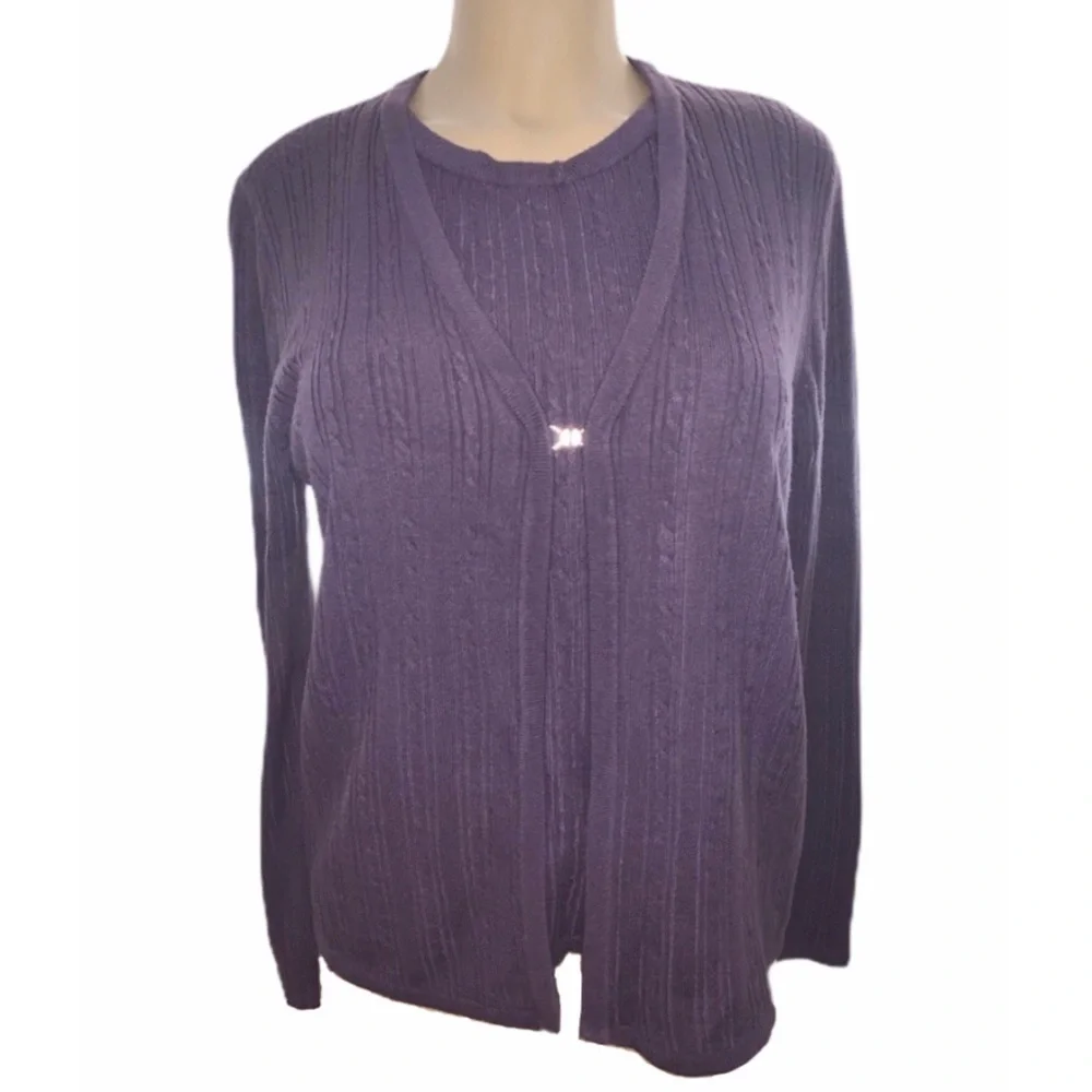 Croft & Barrow Cardigan Shell Cable Knit Sweater M